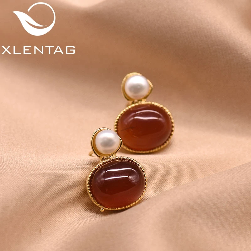 Серьги XlentAg женские из серебра 925 пробы с натуральным пресноводным жемчугом и