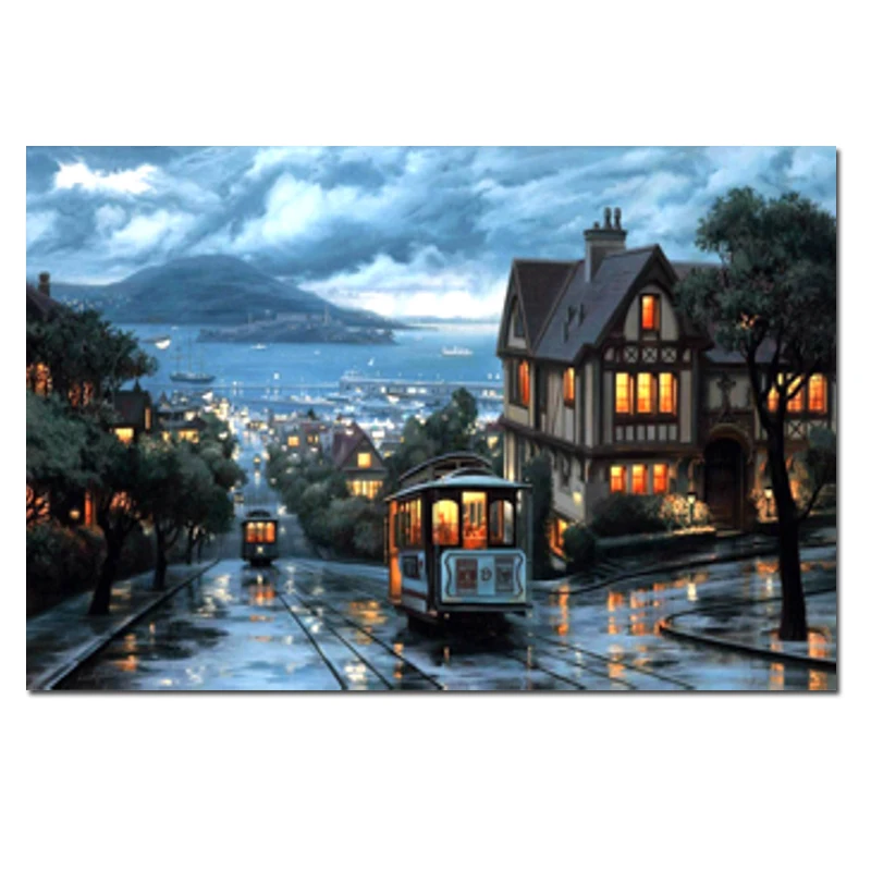 

5D DIY Diamond Painting Landscape House,Port town Cross Stitch Patterns Full Drill Resin Diamond Painting kits for Embroidery