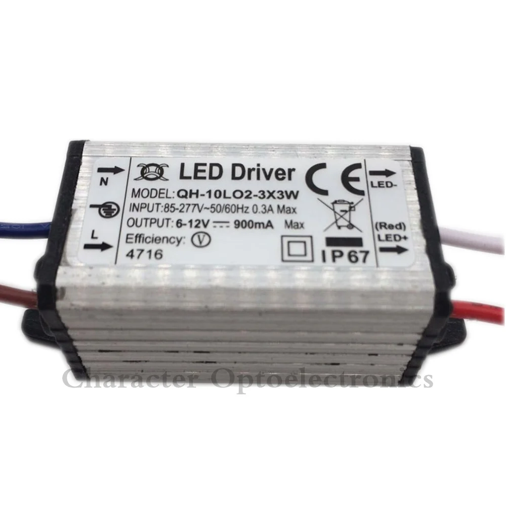 

2pcs Waterproof Power Supply AC 110 220V LED Driver 2-3x3W 10W 900mA for 10w High power led chip light