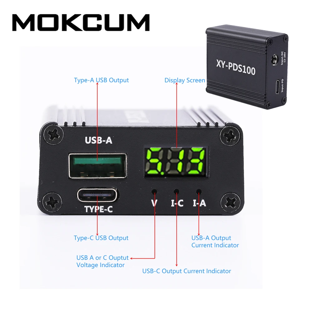 Зарядный модуль с двумя USB портами 20 в 5 А 100 Вт преобразователь напряжения Type C