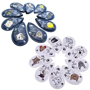 Новинка 2021, 9 шт., портативные головные уборы для гольф-клуба, милый водонепроницаемый чехол из искусственной кожи с рисунком мультяшного кота