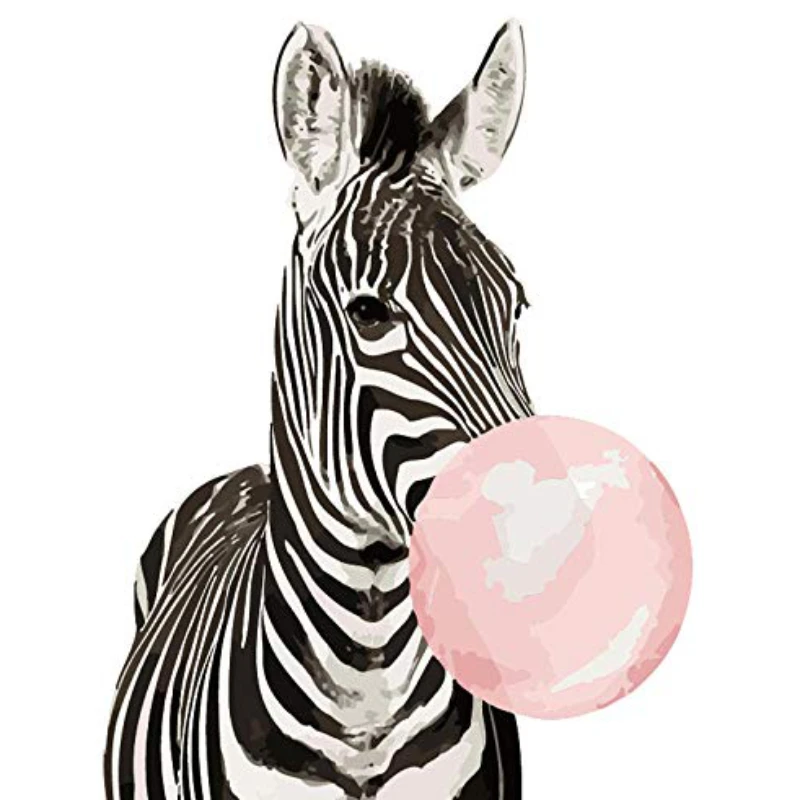 

Black and White Zebra Balloon Bubbles DIY Handmade Oil Paint Paint By Numbers Kit on Canvas Wall Art Home Decor Digital Painting