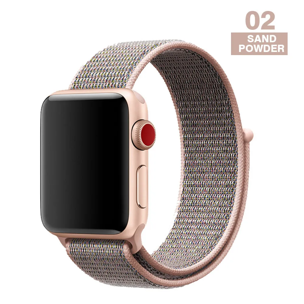 Ремешок для часов Apple серии 4/3/2/1 38 мм 42 мм нейлон дышащий мягкий сменный спортивный ремешок для iwatch, версия series 5 40 мм 44 мм - Цвет ремешка: Sand powder