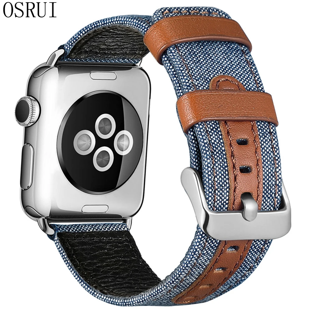 Джинсовый нейлоновый браслет для Apple watch band 44 мм 40 iwatch series 5 4 3 2 42 38 ремешок часов