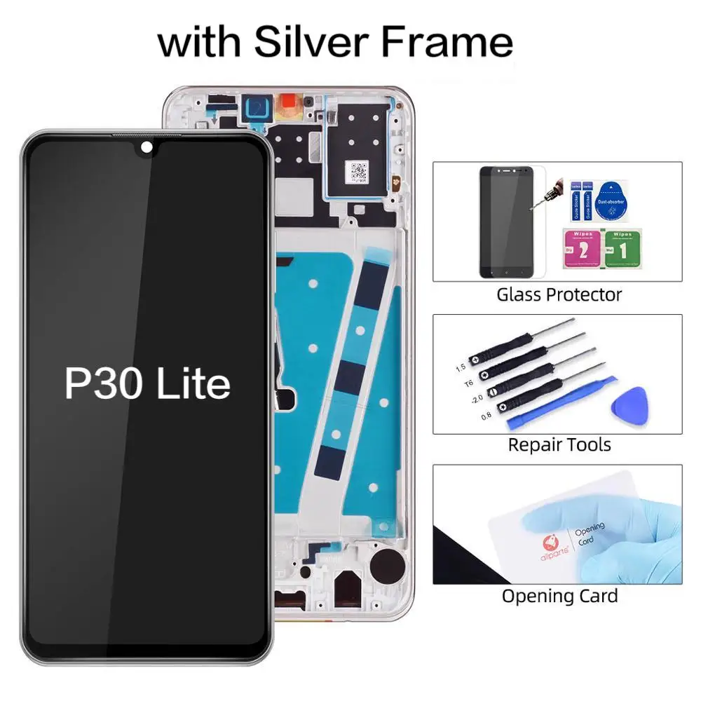 P30Lite Silver Frame ЖК-дисплей для huawei P30 Lite Nova 4E дисплей с сенсорным экраном с рамкой дигитайзер Замена - Цвет: P30Lite Silver Frame