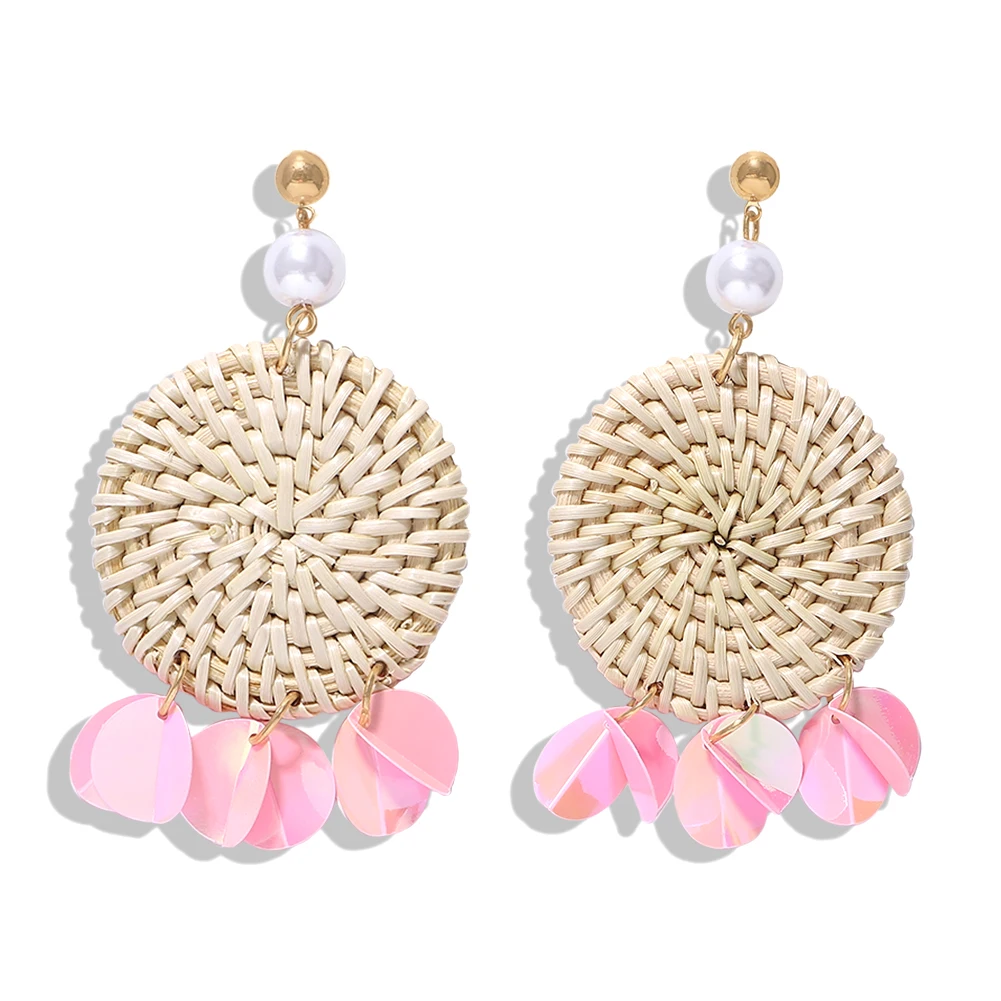 Pink 30 Girlgo ZA модные розовые полимерные акриловые цветочные Висячие серьги для женщин, свадебные ювелирные изделия, подарки для девушек, висячие серьги, популярные ins - Окраска металла: Pink 30
