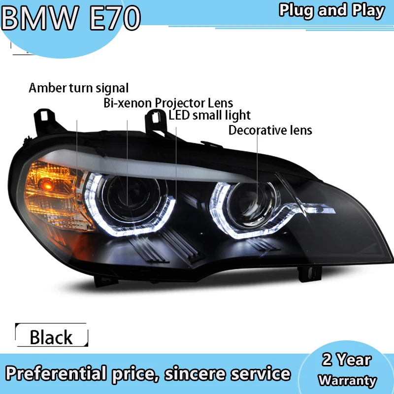 Автомобильный стайлинг для BMW X5 E70, фары LED, сборка ламп 2007-2011 год, DRL+сигнал поворота+тормоз+задний ход.