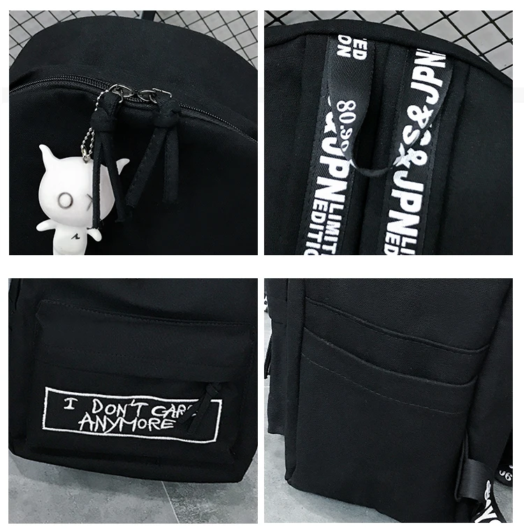 

Canvas Backpack Harajuku Style Women Backpack Doll Pendant Shoulder Bag High Quality Girl School Backpack Mochila Bagpack