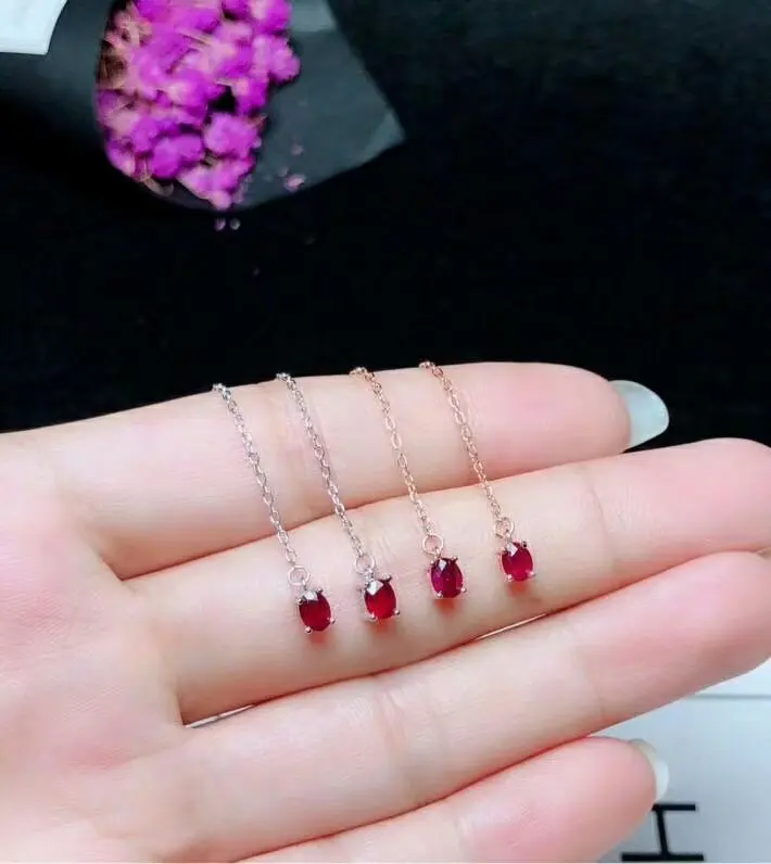 Мдина 925 с натуральным Рубином серьги в виде капель линией хорошее ювелирное