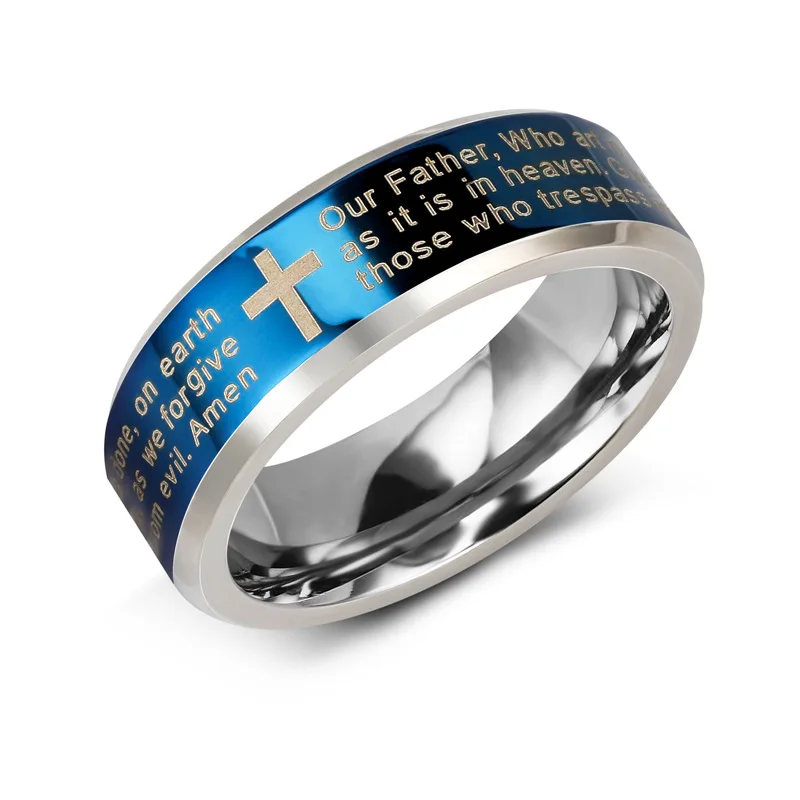 Модное гравированное Библейское кольцо с крестом Иисуса для мужчин в стиле хип