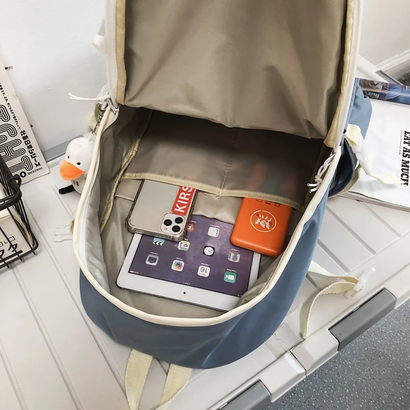 

DCIMOR New Multi-pocket Waterproof Nylon Backpack Fashion English Embroidery Student School Bag Women Backpack Lovers Book Bags