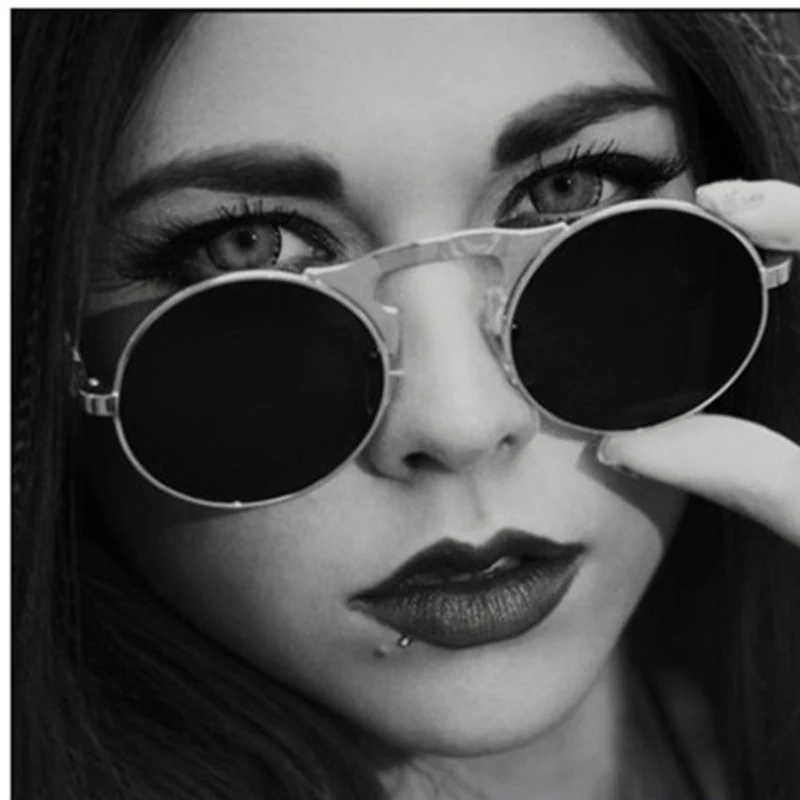 KOTTDO стимпанк Круглые Солнцезащитные очки для мужчин и женщин металлические