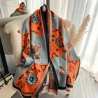 2021 роскошный женский зимний шарф с принтом, кашемировые шали, женские пледы, плотное теплое одеяло, роскошные брендовые двусторонние шарфы