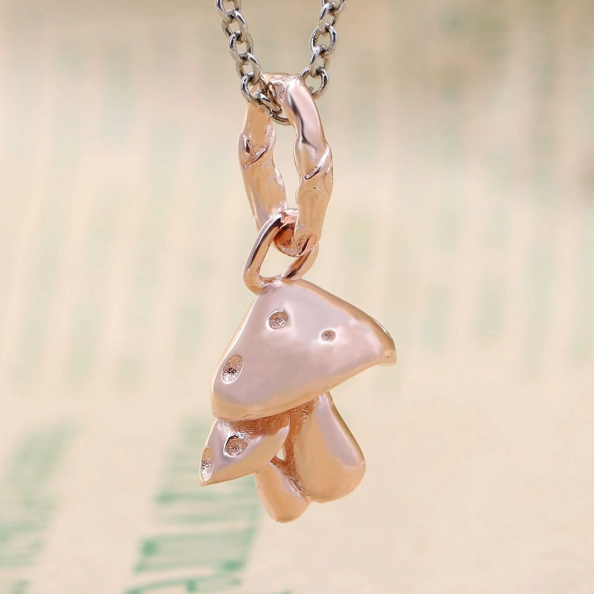 

Authentic 925 Sterling Silver Rose Sparkling Mushrooms Dangle pan Charm Fit Original Bracelet For Women DIY Jewelry