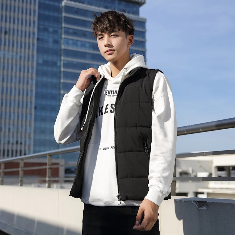 Мужской Хлопковый жилет большого размера зимняя модная безрукавка с капюшоном