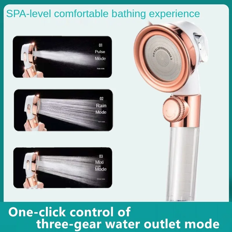 3 modes pressurized shower head water saving pulse spray gun one button water stop abs chrome adjustable bathroom accessories free global shipping