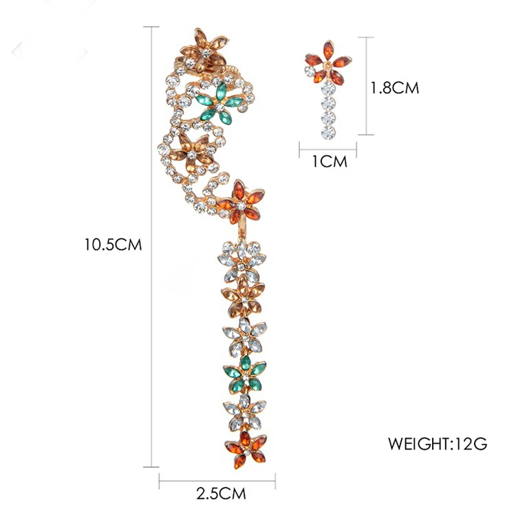Хрустальное винтажное украшение в виде цветка висячие серьги ассиметричная