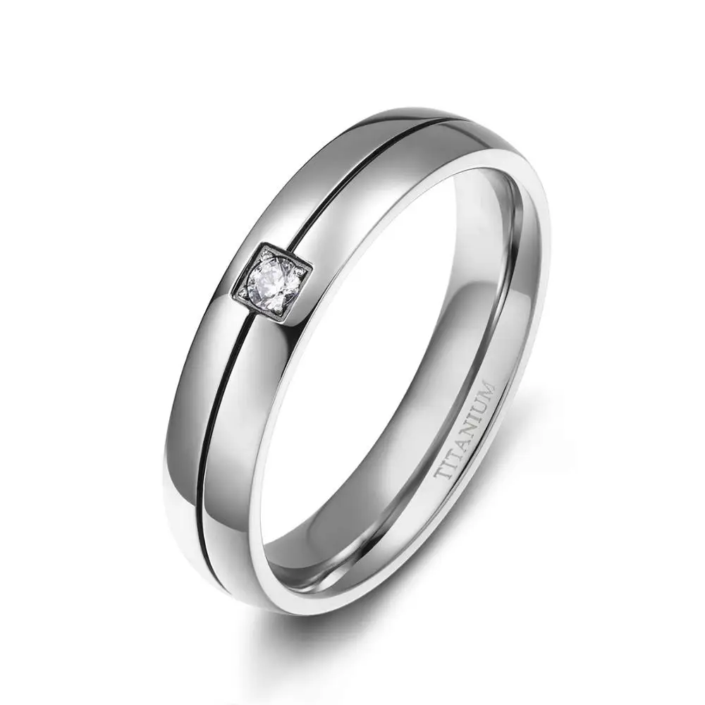 men Tigrade Men wedding Ring Titanium White Cubic Zirconia Inlay with Line Silver Color Trendy Couple Engagement Band Engraved aneis - Цвет основного камня: men