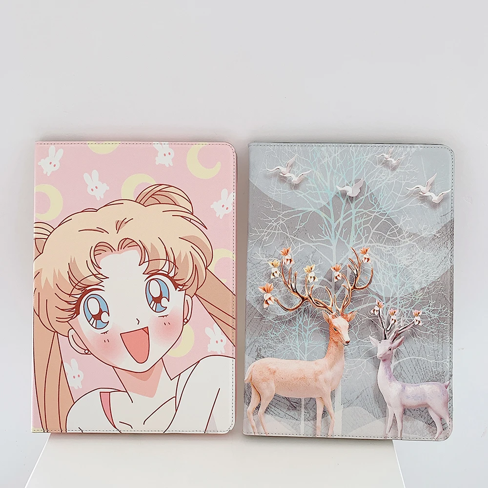 

Soft Cartoon Sailor Moon Deer Protective Case For iPad Air 1 2 3 Mini 4 5 Pro 2017 2018 2019 2020 Cover