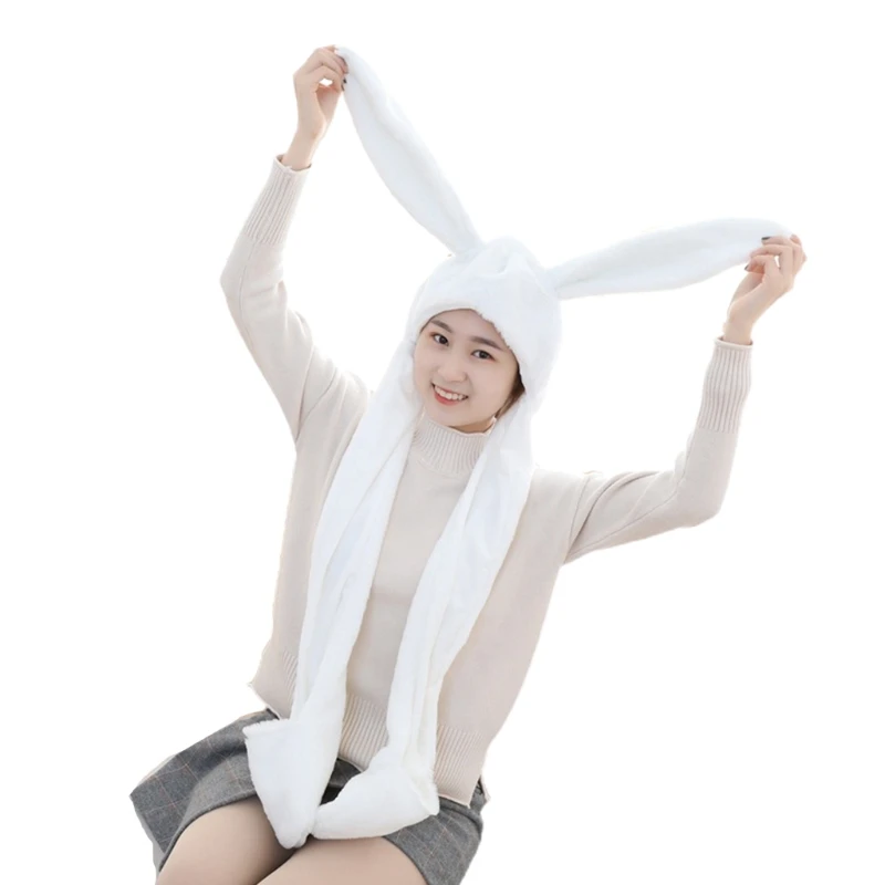 

Sweet Beanie Hat Rabbit Ear Hat Scarf Gloves Windproof All-match for Women