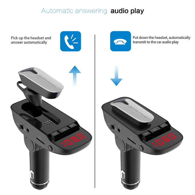 Беспроводной автомобильный Bluetooth fm-передатчик Mp3 радио адаптер. Автомобильное