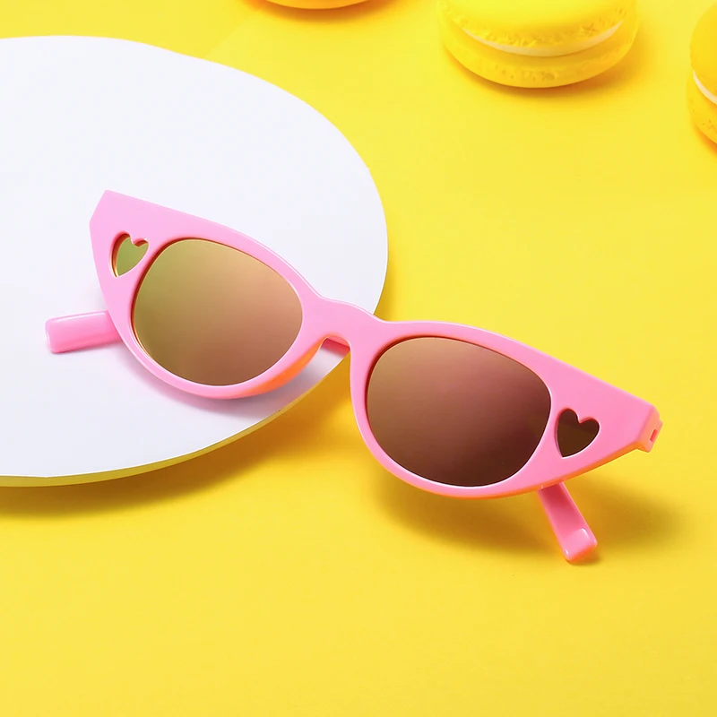 

Детские круглые солнцезащитные очки «кошачий глаз», модные милые детские солнцезащитные очки с украшением Love, ретро-очки унисекс с зеркаль...