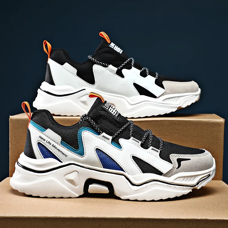 

Men's Platform Casual Shoes Breathable Mesh Flat Sport Footwear New Trend Male Lace-Up Sneakers For Tennis Outdoors Walk Running