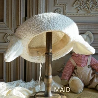 original design sheep ears plush beret lamb wool lolita hand made cute
