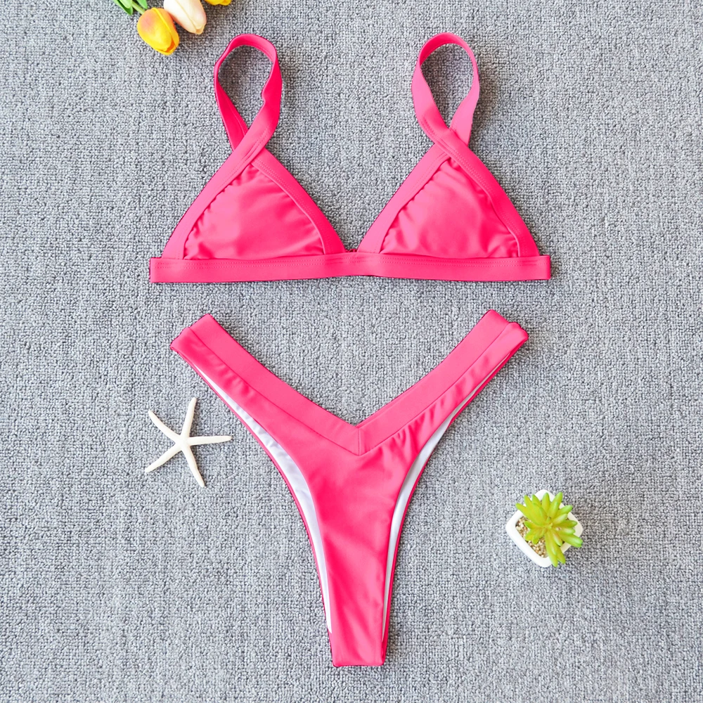 

Bikini 2021 Solid Swimsuit Women Swimwear Push Up Bikini Set Patchwork Biquini Brazilian Summer Beach Bathing Suit Swim Wear