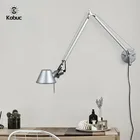 Винтажная вращающаяся настенная лампа Kobuc, черный, серебристый Ретро светильник для чтения на стене, регулируемая железная аппликация, настенное домашнее освещение