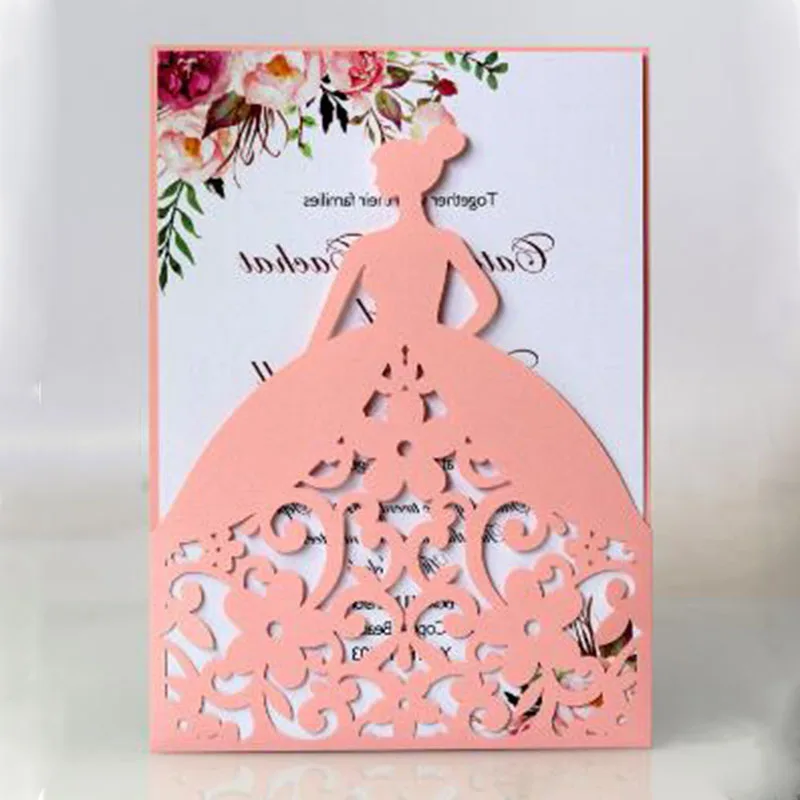 100 шт. Свадебная пригласительная открытка невесты в европейском стиле с полыми