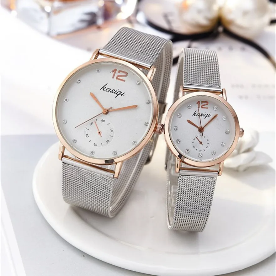 

Парные часы стразы из нержавеющей стали для мужчин и женщин 2020 Роскошные Кварцевые наручные часы для влюбленных унисекс часы Montres Femme Hot