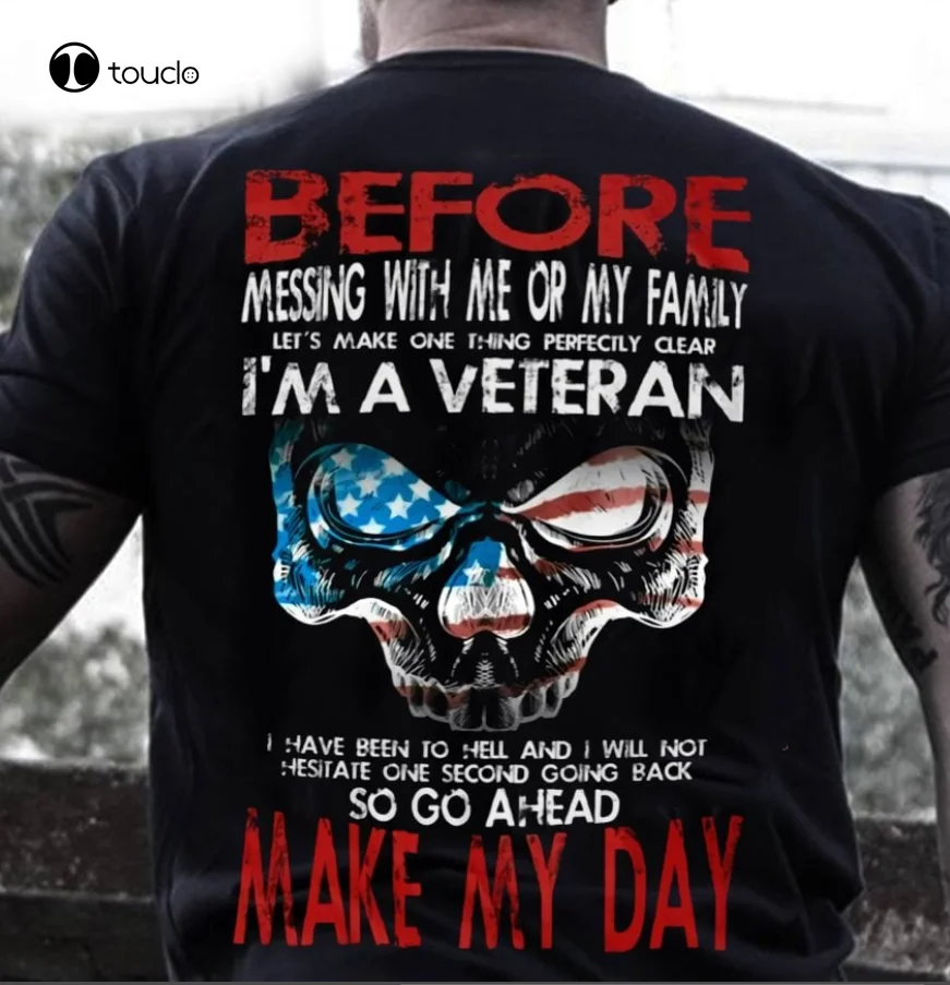 Футболка ветерана на обратной стороне до Мессинг со мной Винтаж череп флаг США