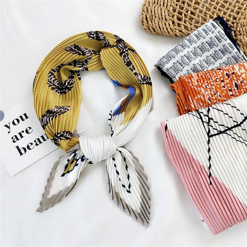 

2021 New Fashion Summer Silk Square Scarf Solid Women Satin Neck Hair Tie Band Soft Beach Hijab Head Female Foulard Free Shiping