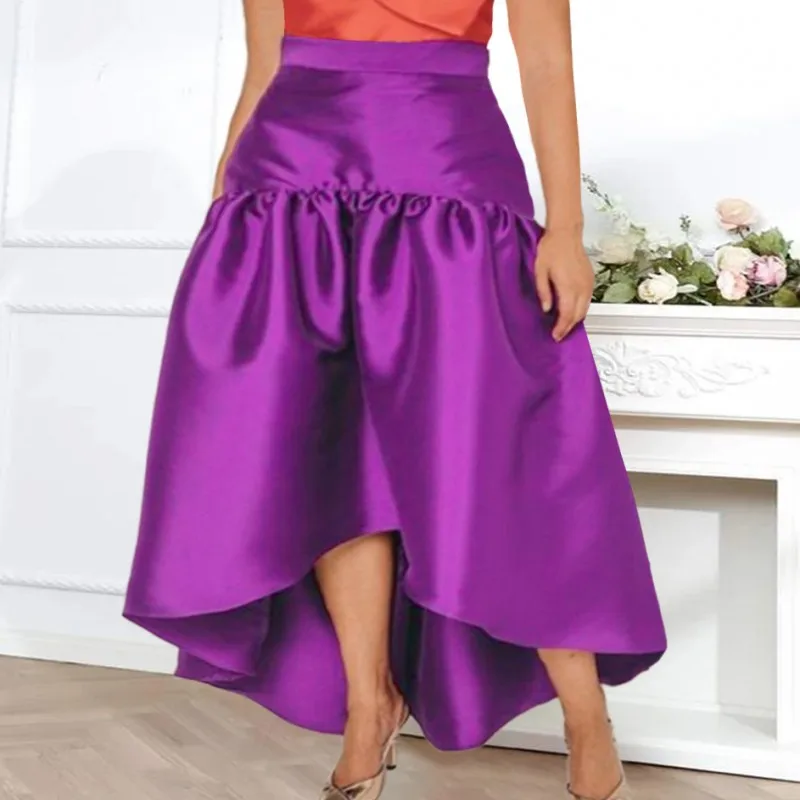 

Женские праздвечерние чные юбки, блестящие фиолетовые юбки неправильной длины с высокой и низкой талией, модные элегантные стильные женски...