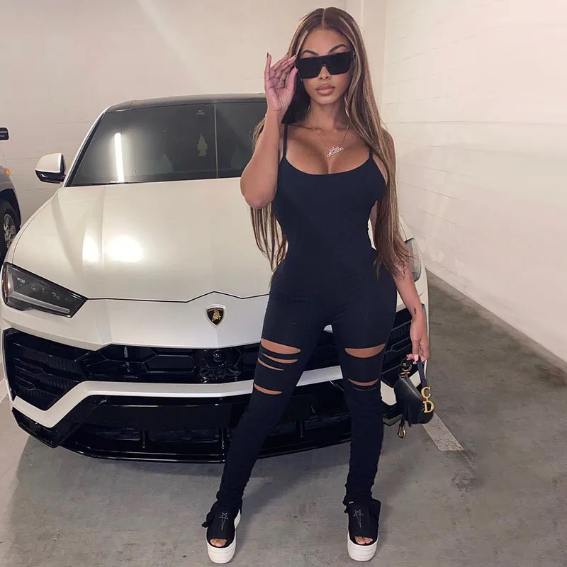 

CHRLEISURE Для женщин Bodycon спортивный ремешок отверстие Для женщин комбинезоны Однотонная повседневная обувь уличные Стиль Одна деталь комбине...
