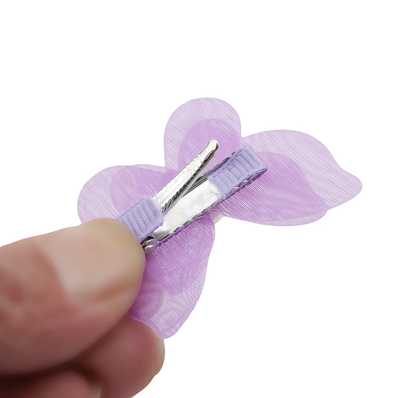 10 шт./лот заколки для волос ярких цветов с милым бантом-бабочкой бусинами