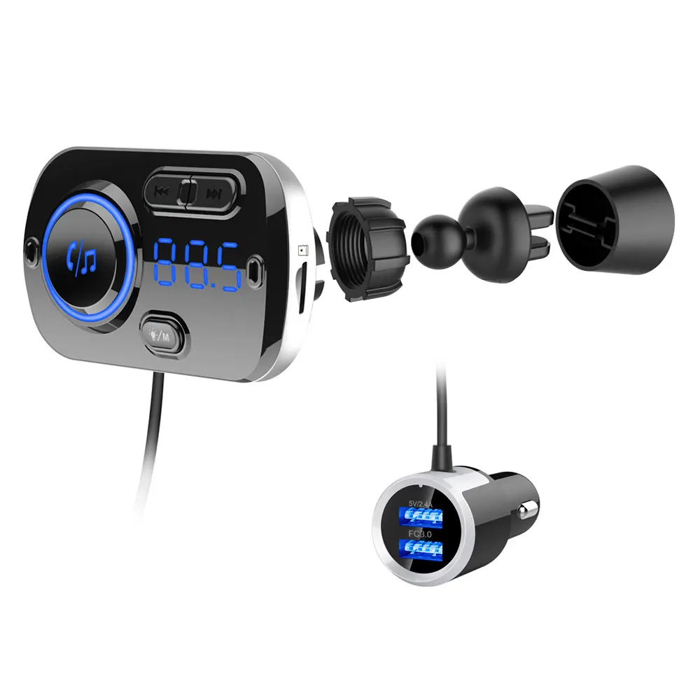 Bluetooth 5 0 QC 3 умный fm-передатчик красочные атмосферные огни автомобильный комплект