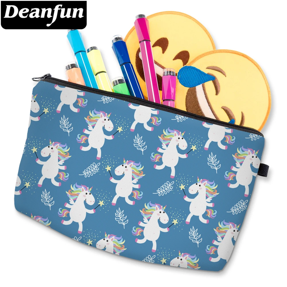 Deanfun 3D напечатанный Синий Единорог косметичка Водонепроницаемая для девочек