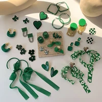 missnice new summer fashion blackish green theme earrings for women fresh dark green jewelry kolczyki damskie accessories