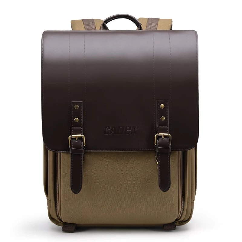 Caden Professional Camera Retro Canvas Waterproof DSLR Backpack fit 16in Laptop w Rain Cover for Canon Nikon Travel Outdoor SLR |