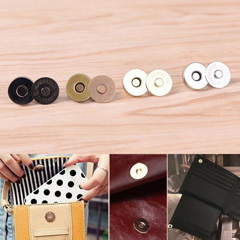 Round 14/18mm Plating Silver Case Magnet Buckle Leather Wallet Clothing Diy Accessories | Buttons