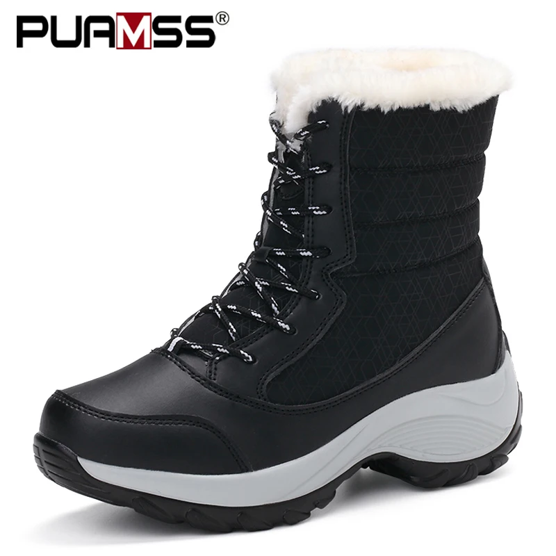 Женские ботинки зимние теплые высококачественные кожаные до середины икры