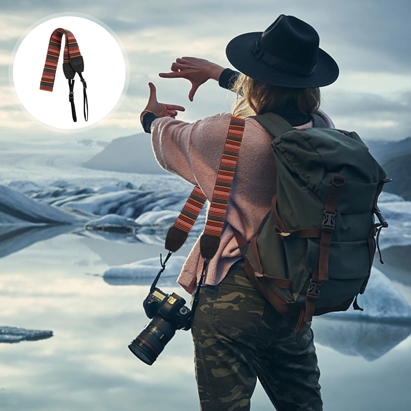 

2pcs Adjustable Camera Strap Wear-resistant Outdoor Camera Sling Strap