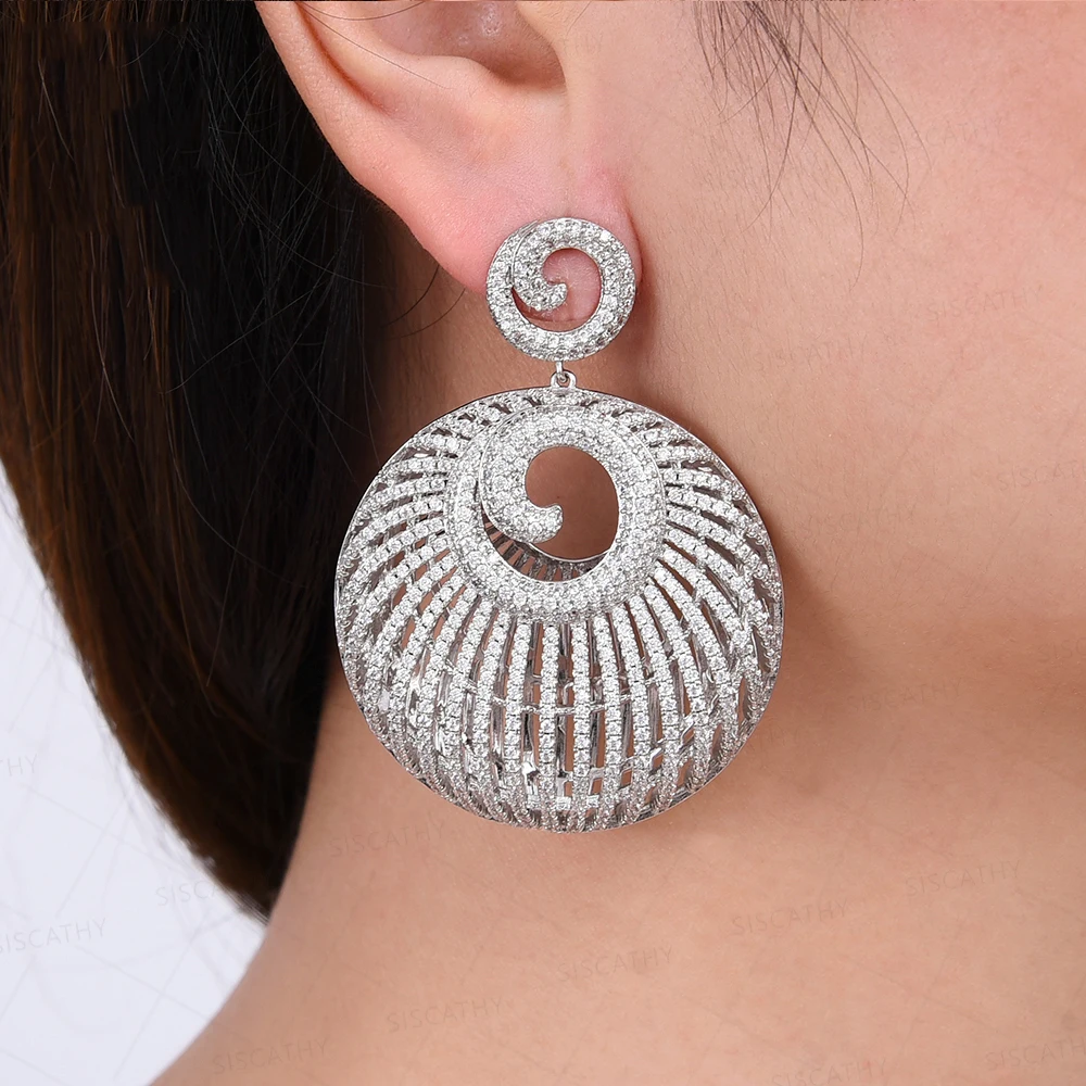

LARRAURI Elegant Dubai Indian fashion Jewelry Earrings for Women Luxury Geometric Round Cubic Zirconia Drop Dangle Earrings 2019