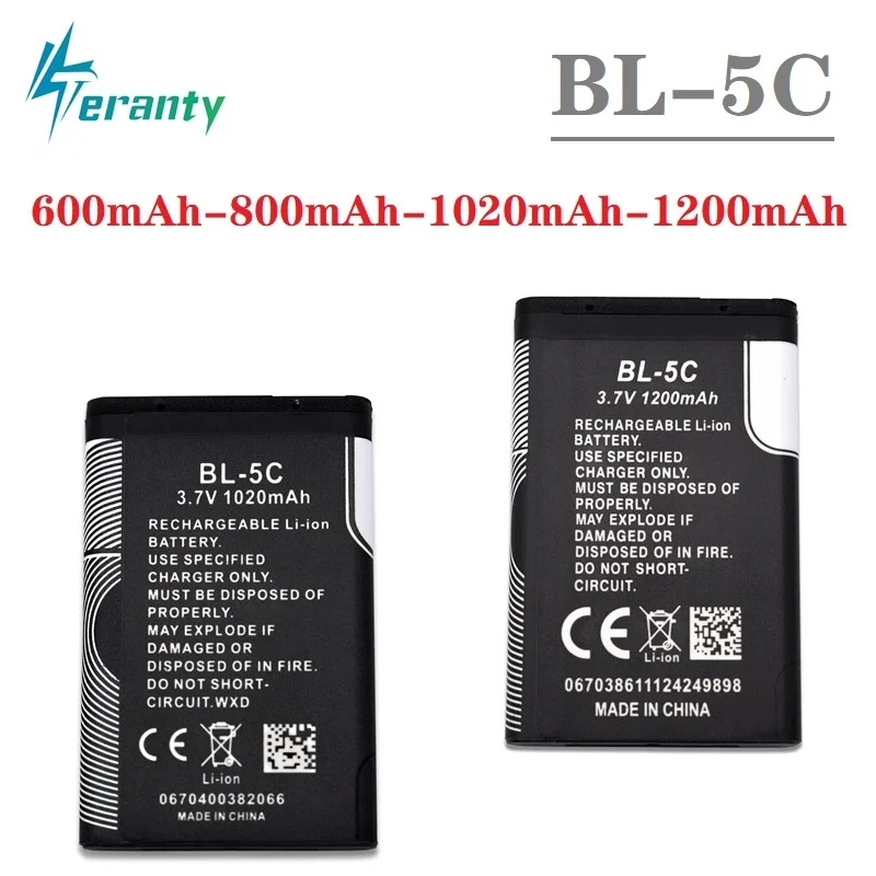BL5C BL-5C 3 7 V 800mAh/1020mah/1200mAh литий-ионная батарея для Nokia 6267 6270 6330 6555 6600 6620 6630 1100 1101 1110 1112