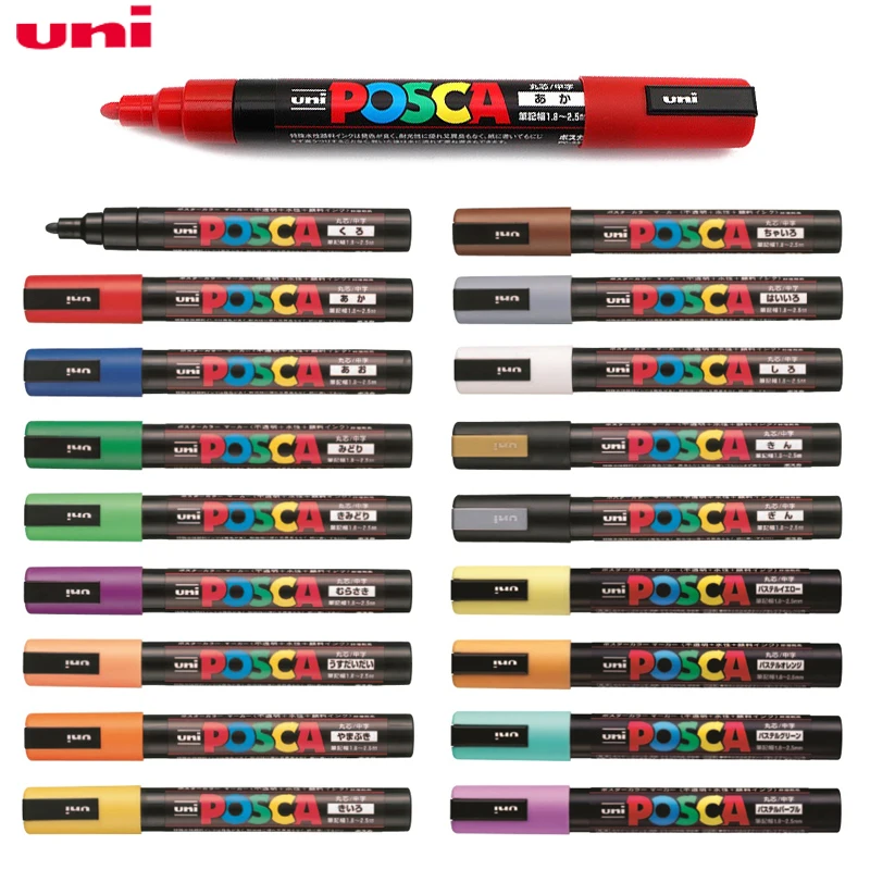 1 шт. фломастеры Uni Posca для рисования средний наконечник 8 2 5 мм 17 цветов школы офиса