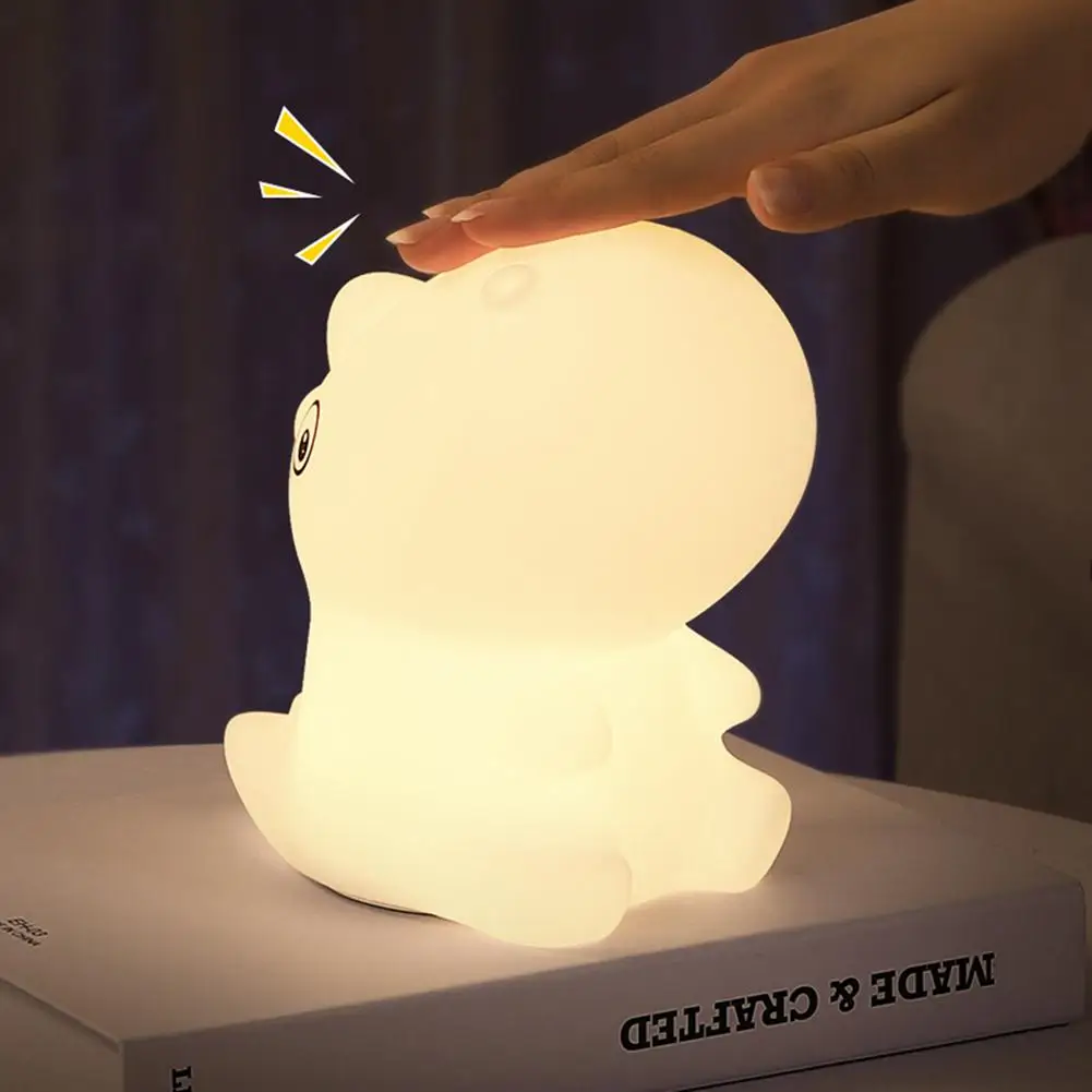 

LED Bedside Lamp Creative Small Dinosaur Silicone Pat Light Cartoon Children Colorful Atmosphere Night Light USB Charging