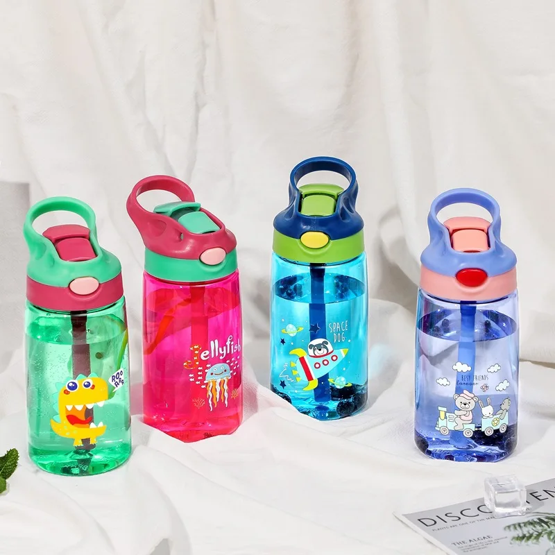 Детская чашка с соломинкой пластиковая бутылка для воды мультяшная сетка кувшин