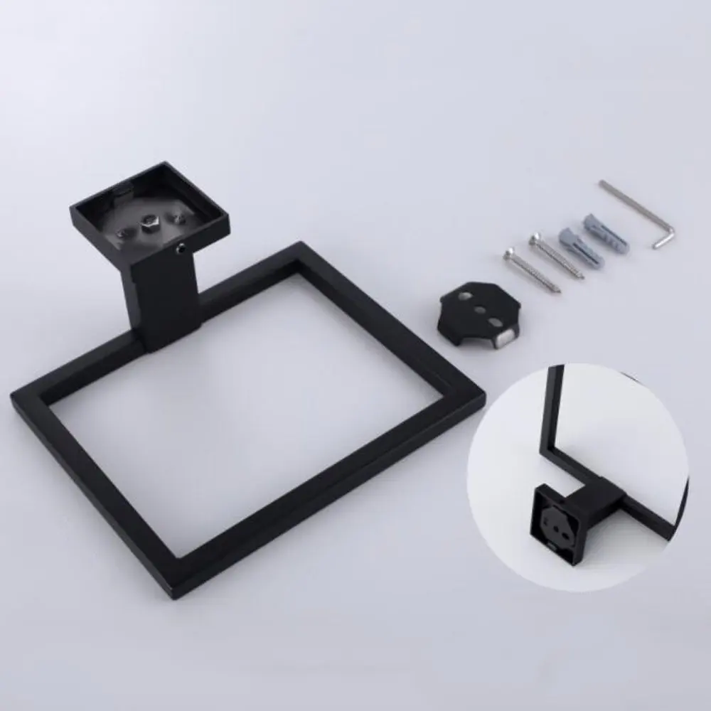 

Bathroom Square Towel Rack Stainless Steel Brushed Wall Towel Ring Holder Wall Mount Hanging Storage Holder Bathroom Hardware